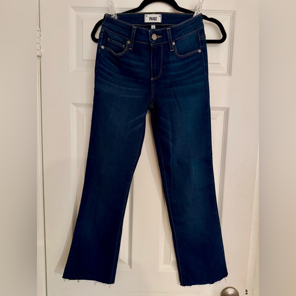 Paige Manhattan Bootcut Jeans Womens 26 Blue Medium Wash Mid Rise Stretch Ankle